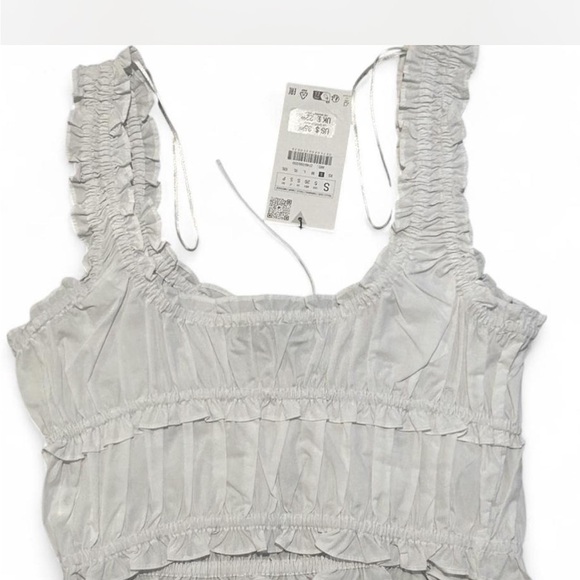 Zara NWT White Ruffled Crop Top - Picture 2 of 3